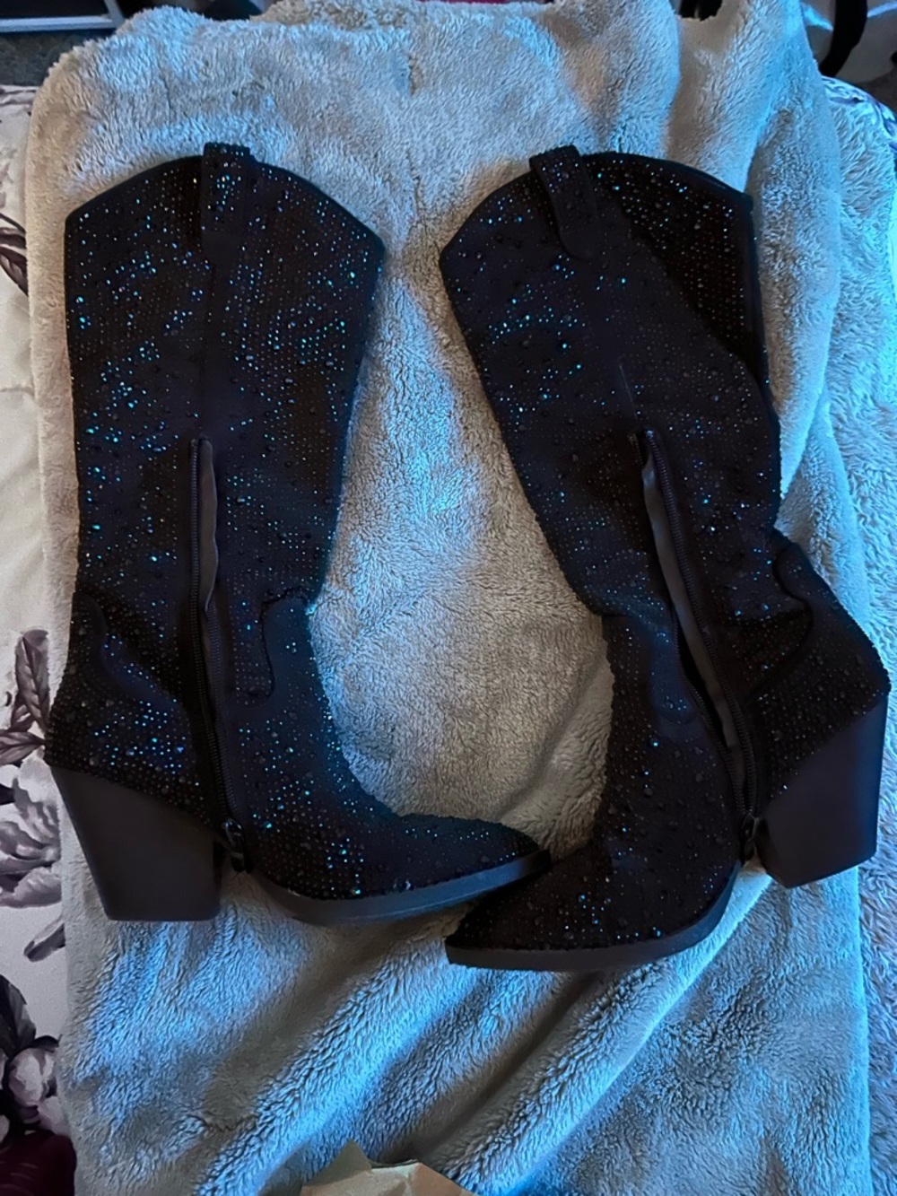 Forever 21 Black Embellished Over-the-Knee Boots